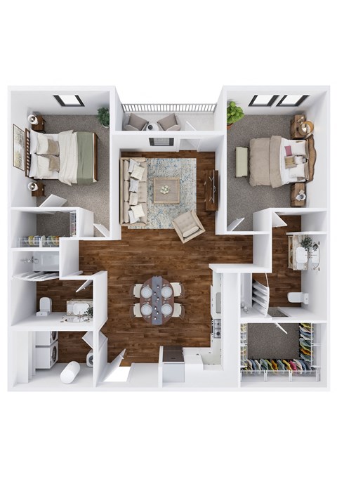Floor plan for 2 beds, 2 baths, 1176 sqft